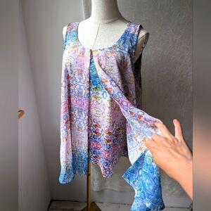 Zac & Rachel XL One World Shades Of Pink And Blue Romanticism Pattern High Low